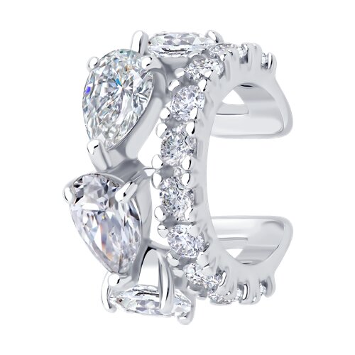 Серьга 1 шт каффы из серебра c фианитом