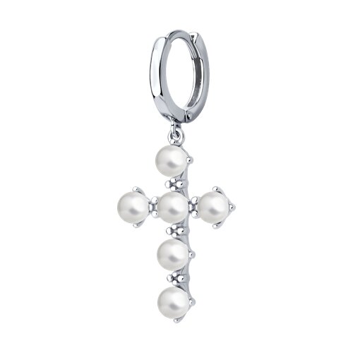 Серьга 1 шт из серебра c жемчугом