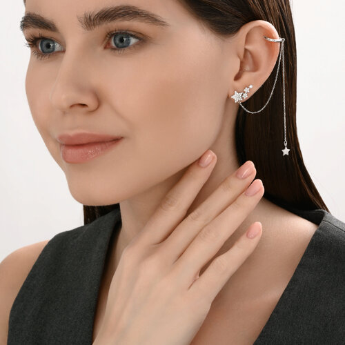 Серьга 1 шт каффы из серебра c фианитом — фото 5