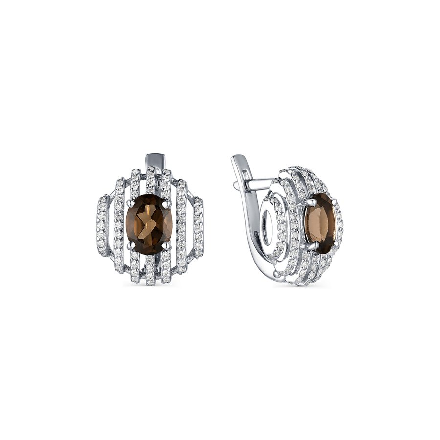 Серьги из серебра c раухтопазом