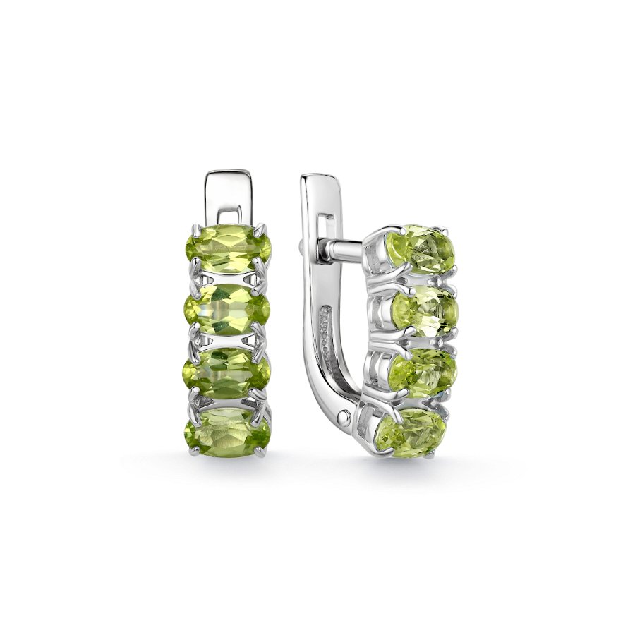 Серьги из серебра c хризолитом