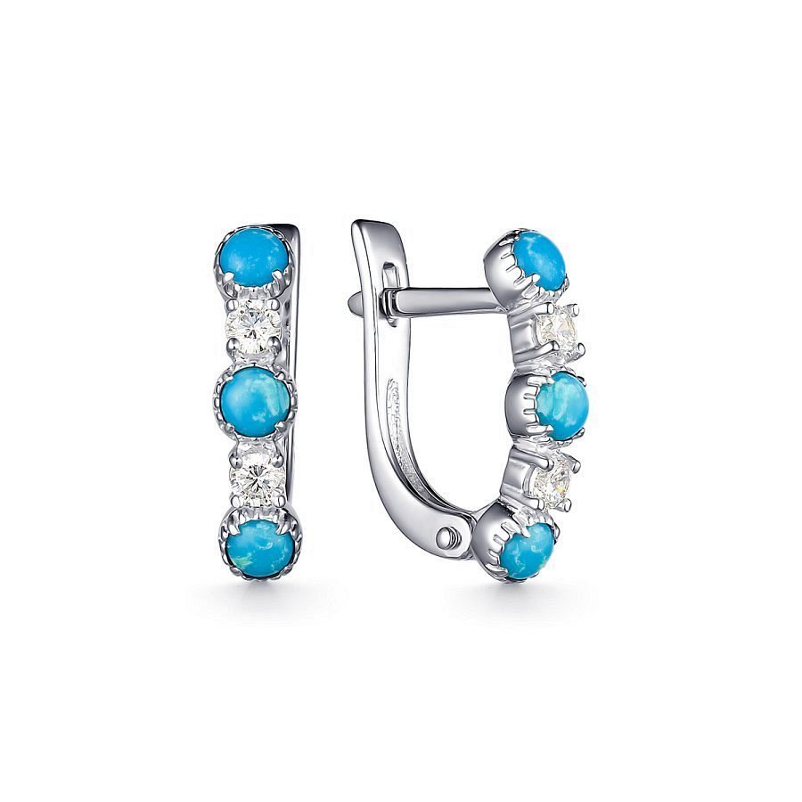 Серьги из серебра c бирюзой
