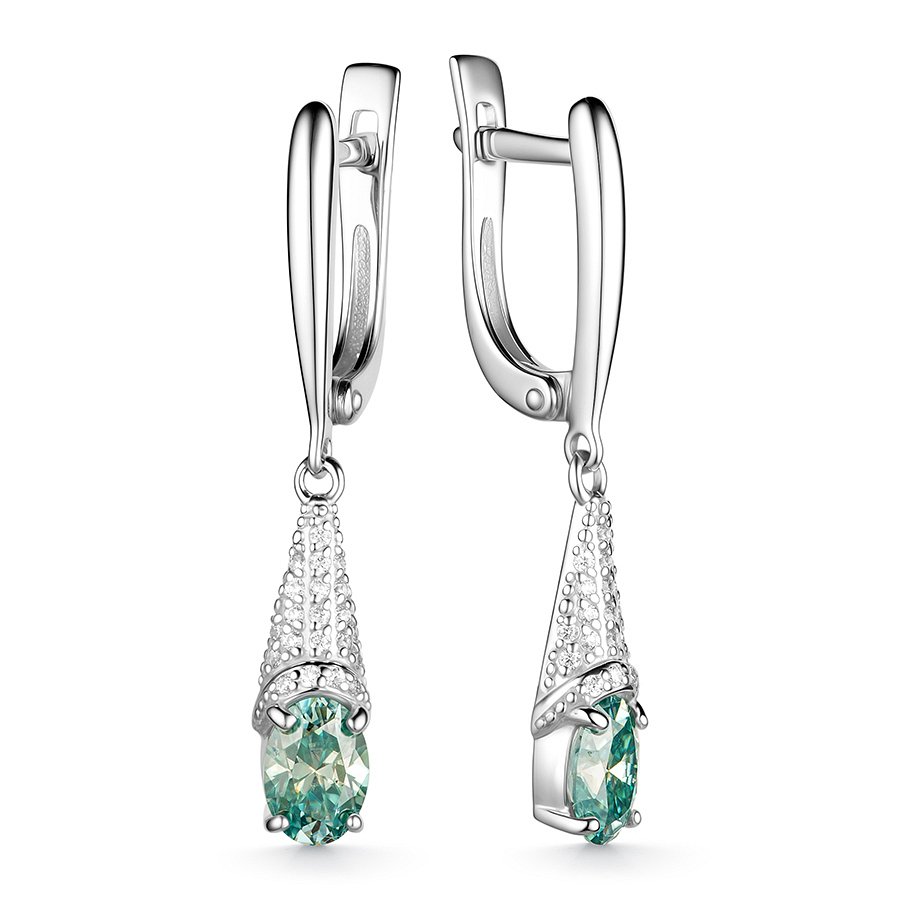 Серьги из серебра c муассанитом