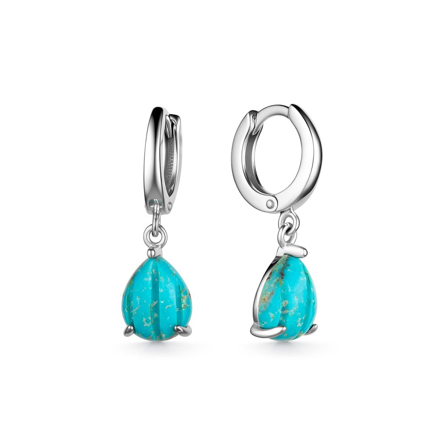 Серьги конго из серебра c бирюзой