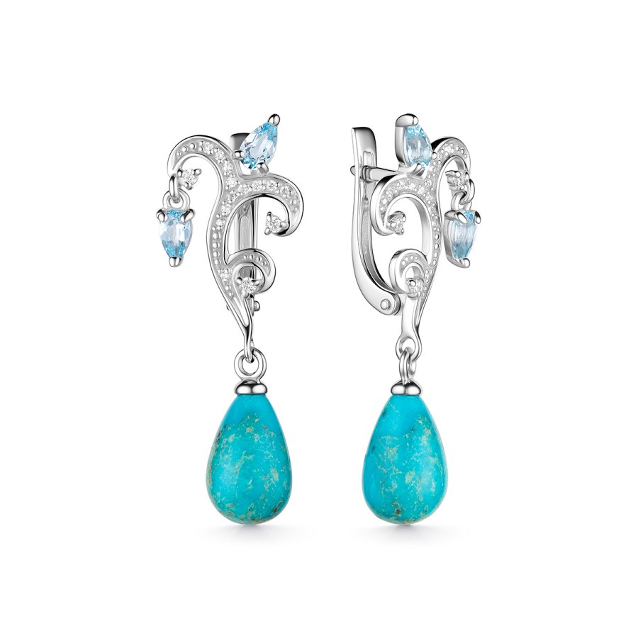 Серьги из серебра c бирюзой