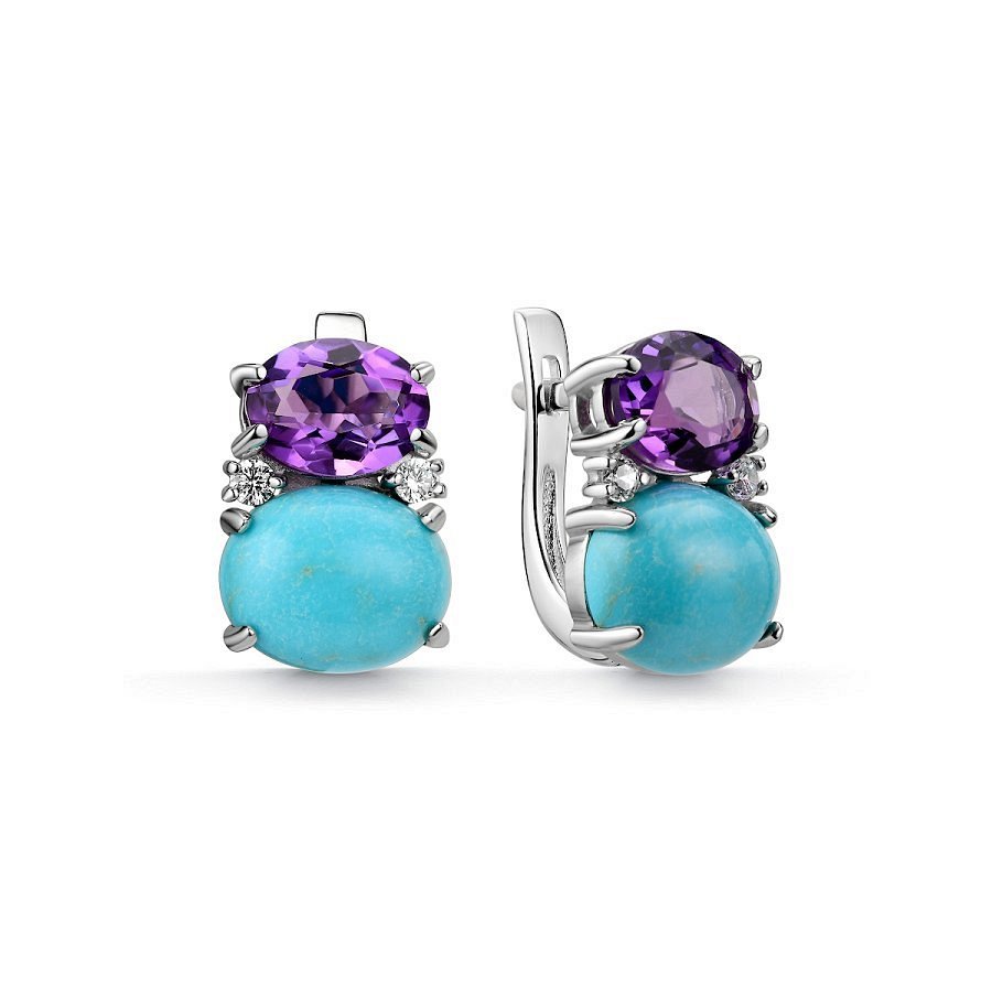 Серьги из серебра c аметистом