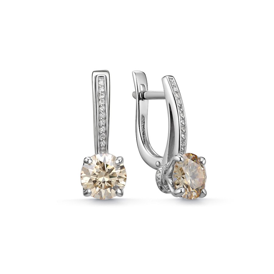 Серьги из серебра c муассанитом