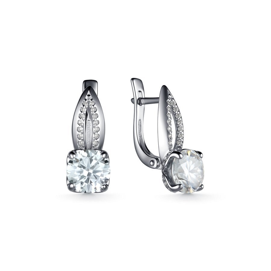 Серьги из серебра c муассанитом