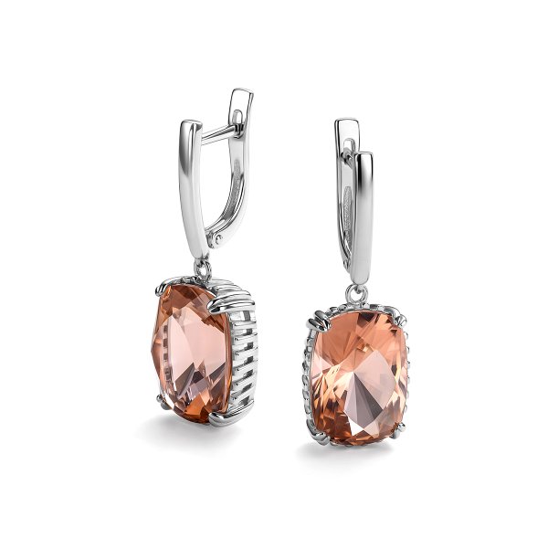 Серьги из серебра c морганитом