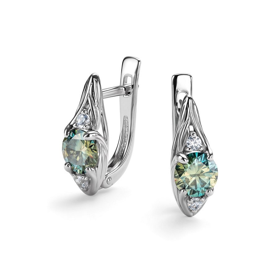Серьги из серебра c муассанитом