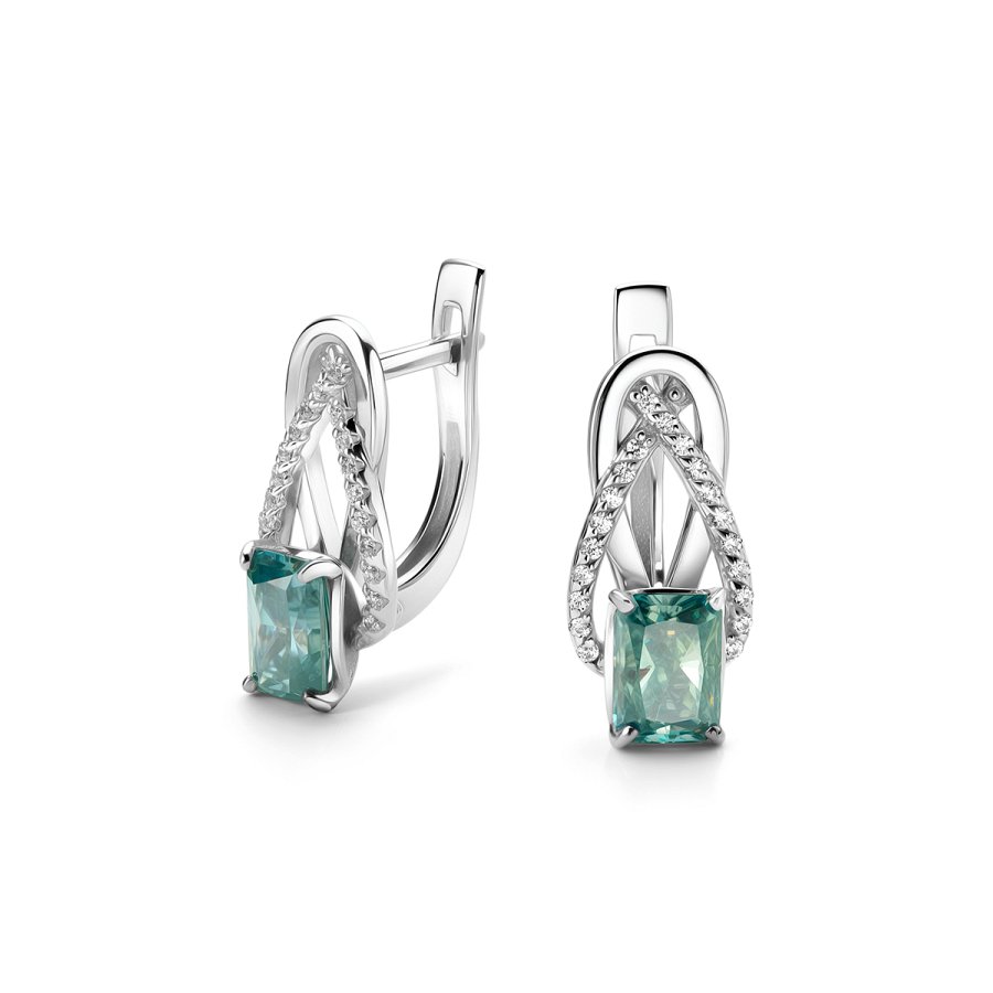 Серьги из серебра c муассанитом