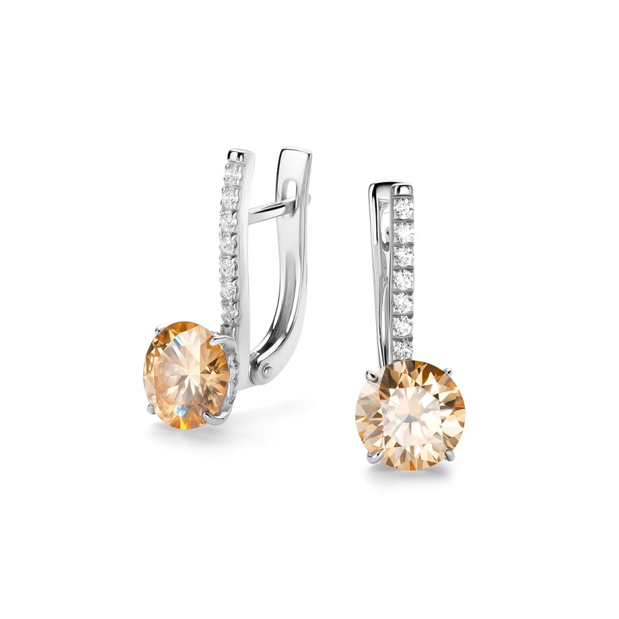 Серьги из серебра c муассанитом