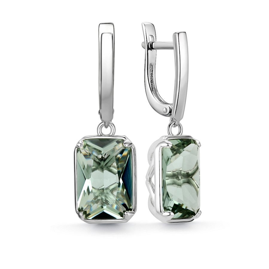 Серьги из серебра c празиолитом