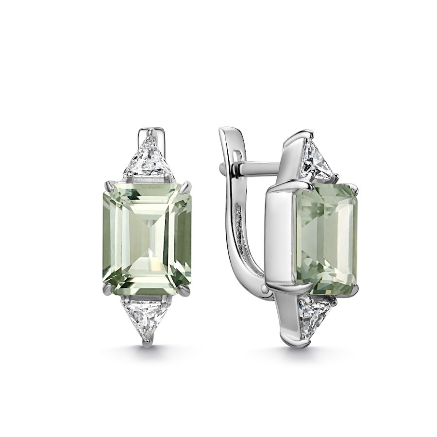 Серьги из серебра c празиолитом