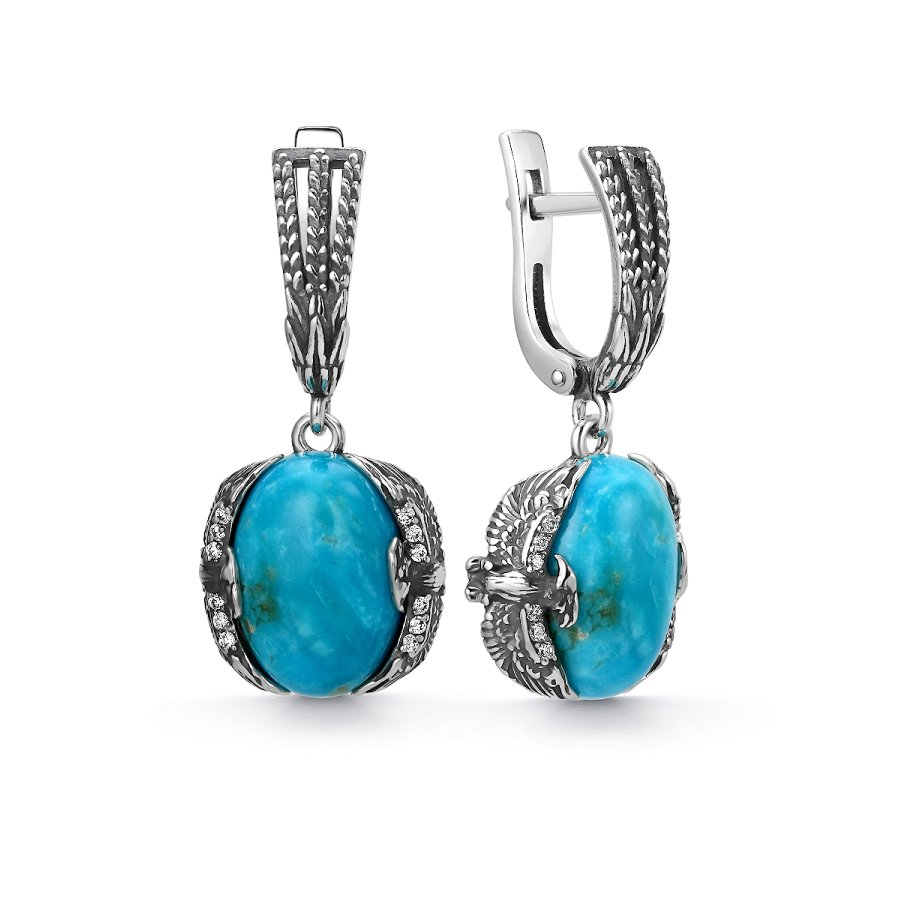 Серьги из серебра c бирюзой