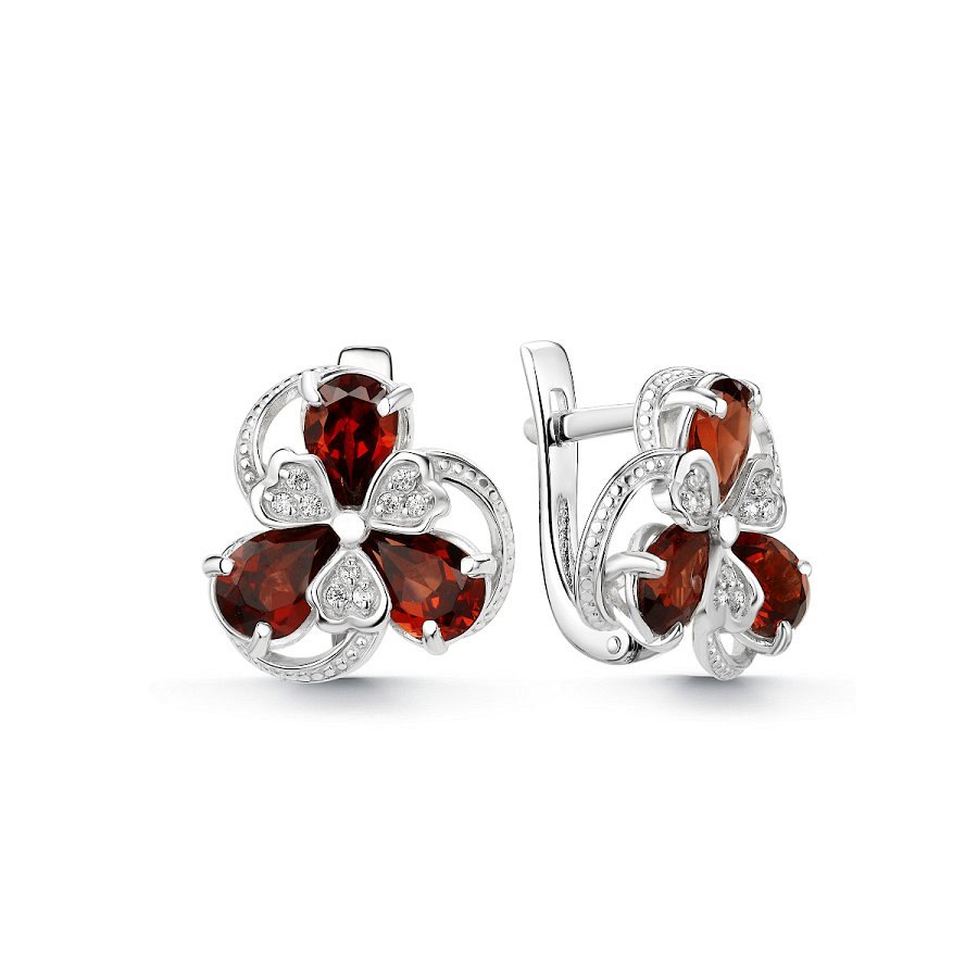 Серьги из серебра c гранатом