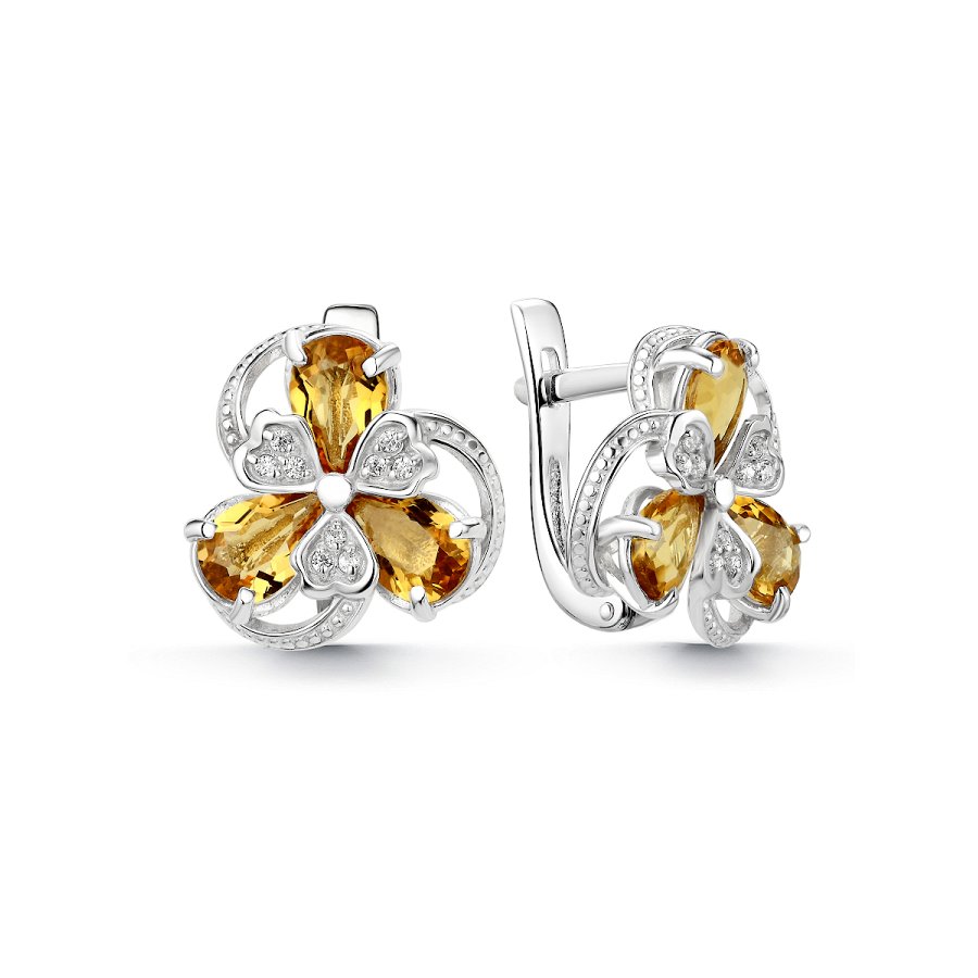 Серьги из серебра c цитрином