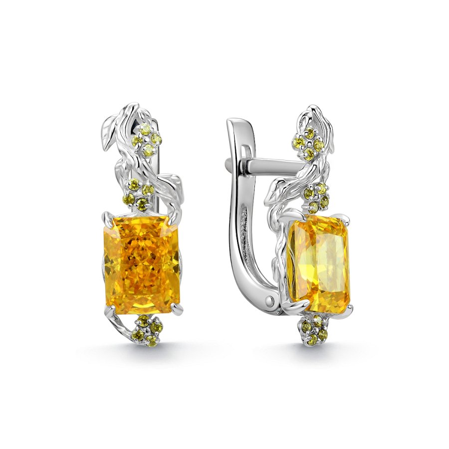Серьги из серебра c фианитом