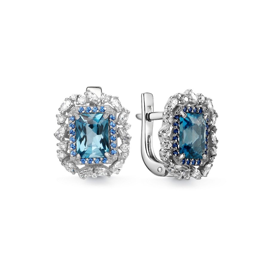 Серьги из серебра c кварцем