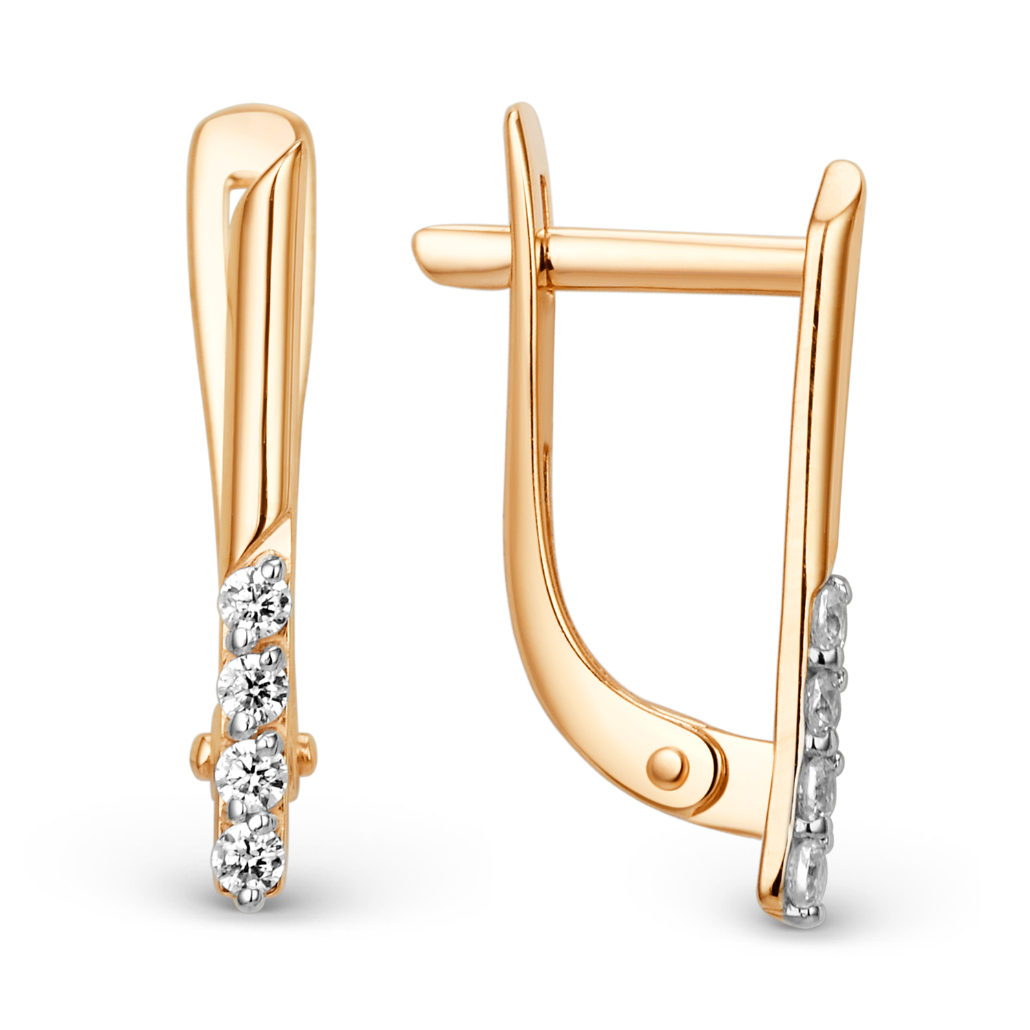 Серьги из золота 585 пробы c фианитом
