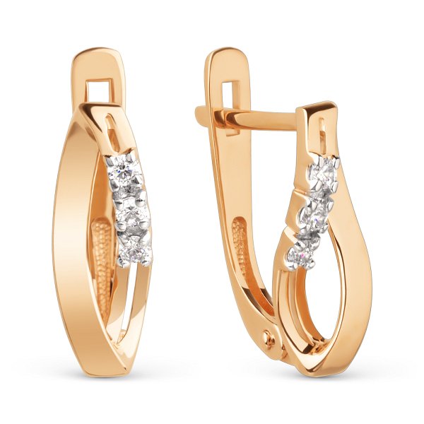 Серьги из золота 585 пробы c фианитом