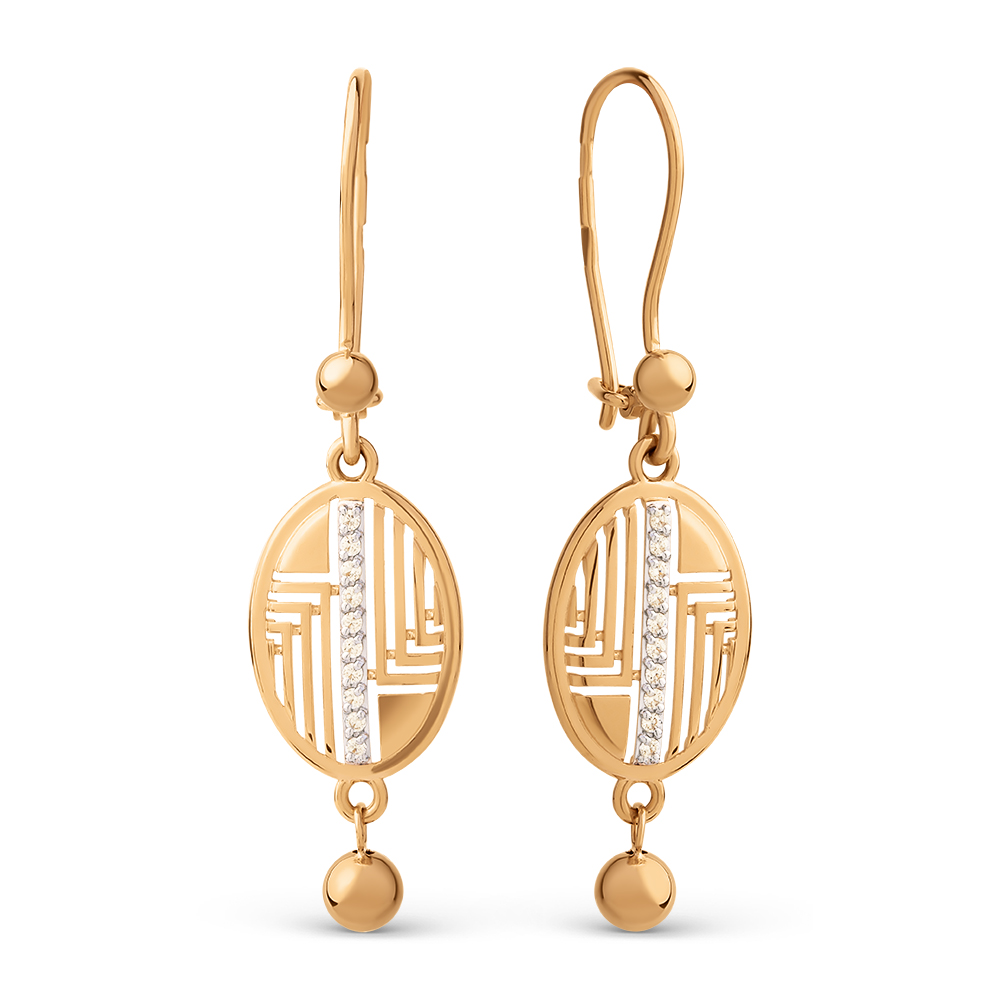 Серьги из золота 585 пробы c фианитом