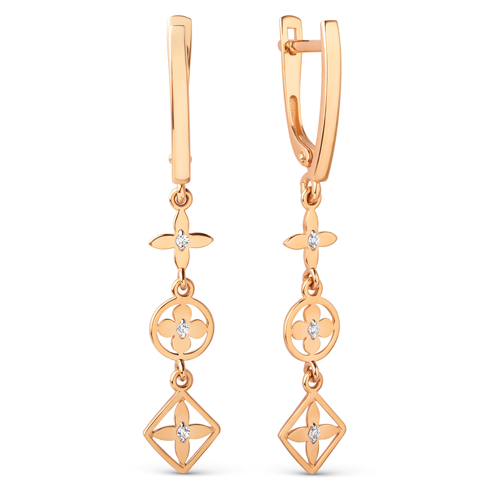 Серьги из золота 585 пробы c фианитом