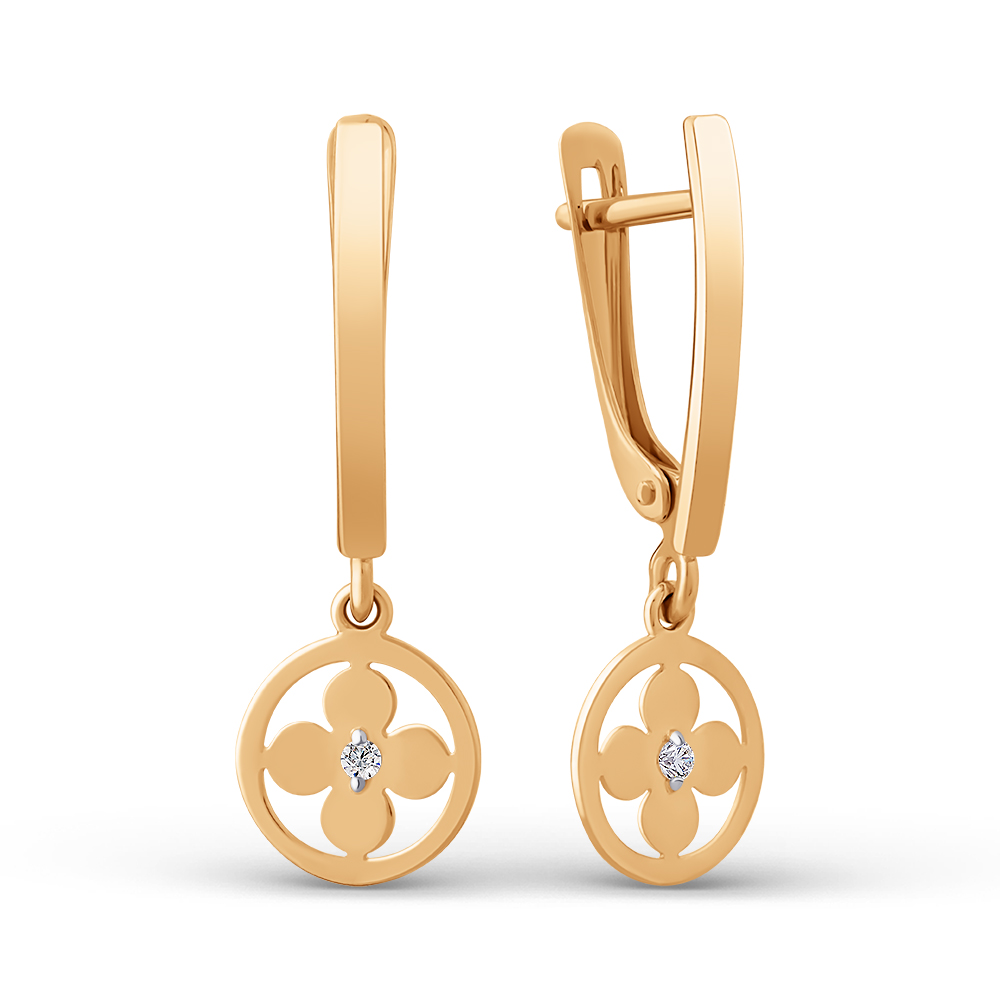 Серьги из золота 585 пробы c фианитом