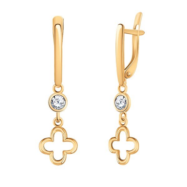Серьги из золота 585 пробы c фианитом