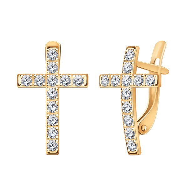 Серьги из золота 585 пробы c фианитом