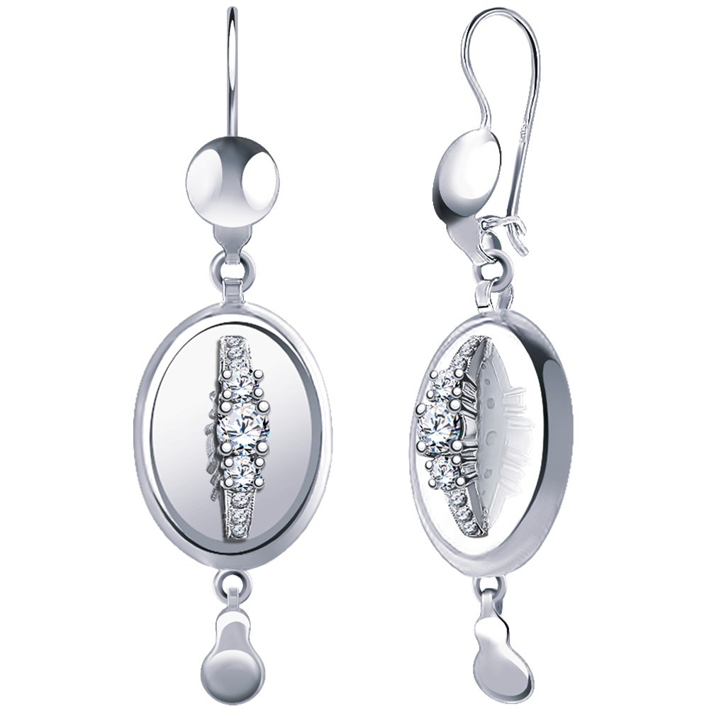 Серьги из серебра c фианитом