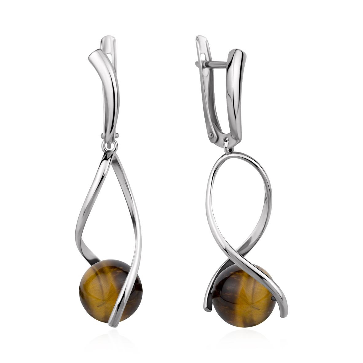 Серьги из серебра c тигровыйом