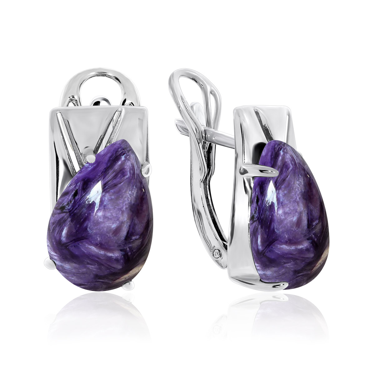 Серьги из серебра c чароитом