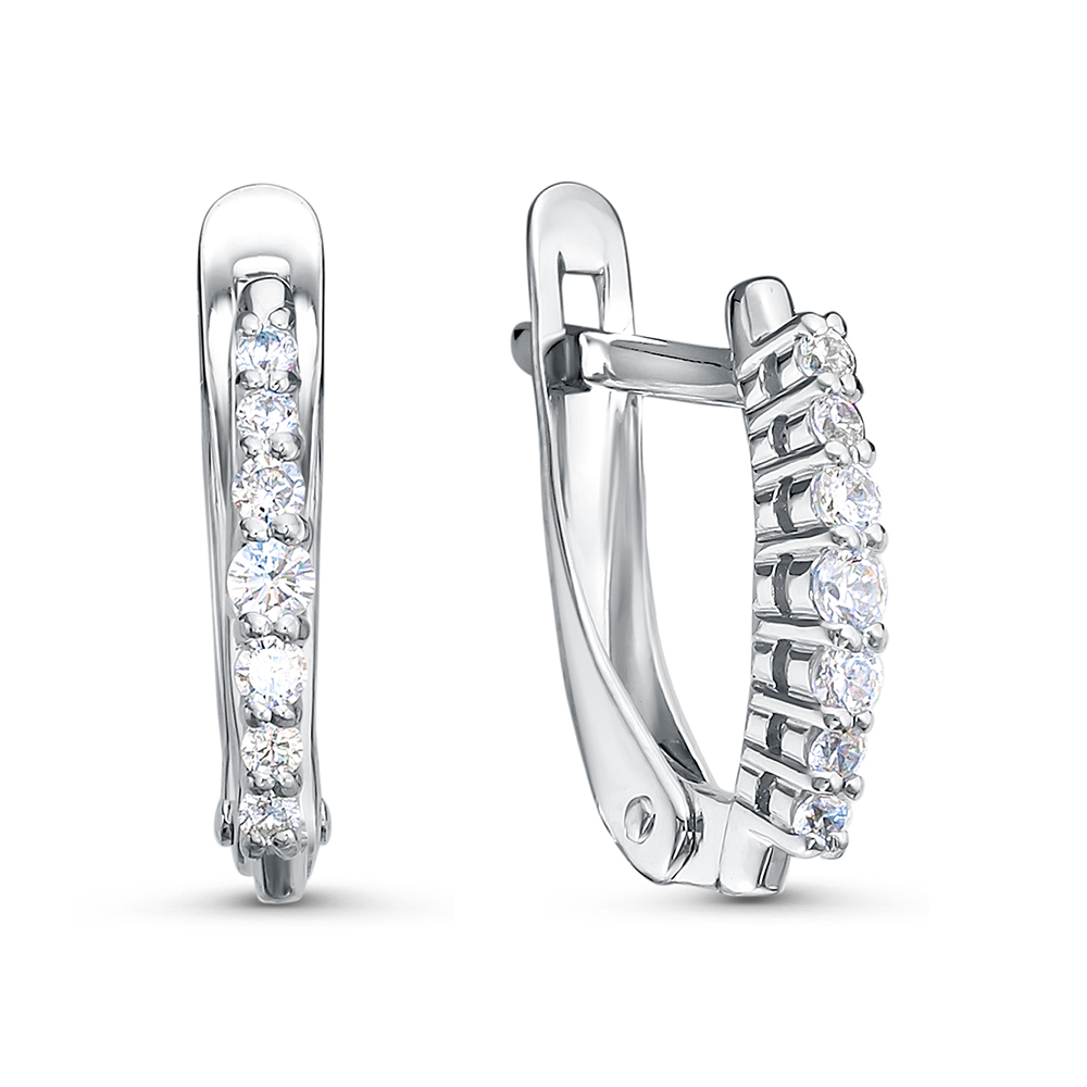 Серьги из серебра c фианитом