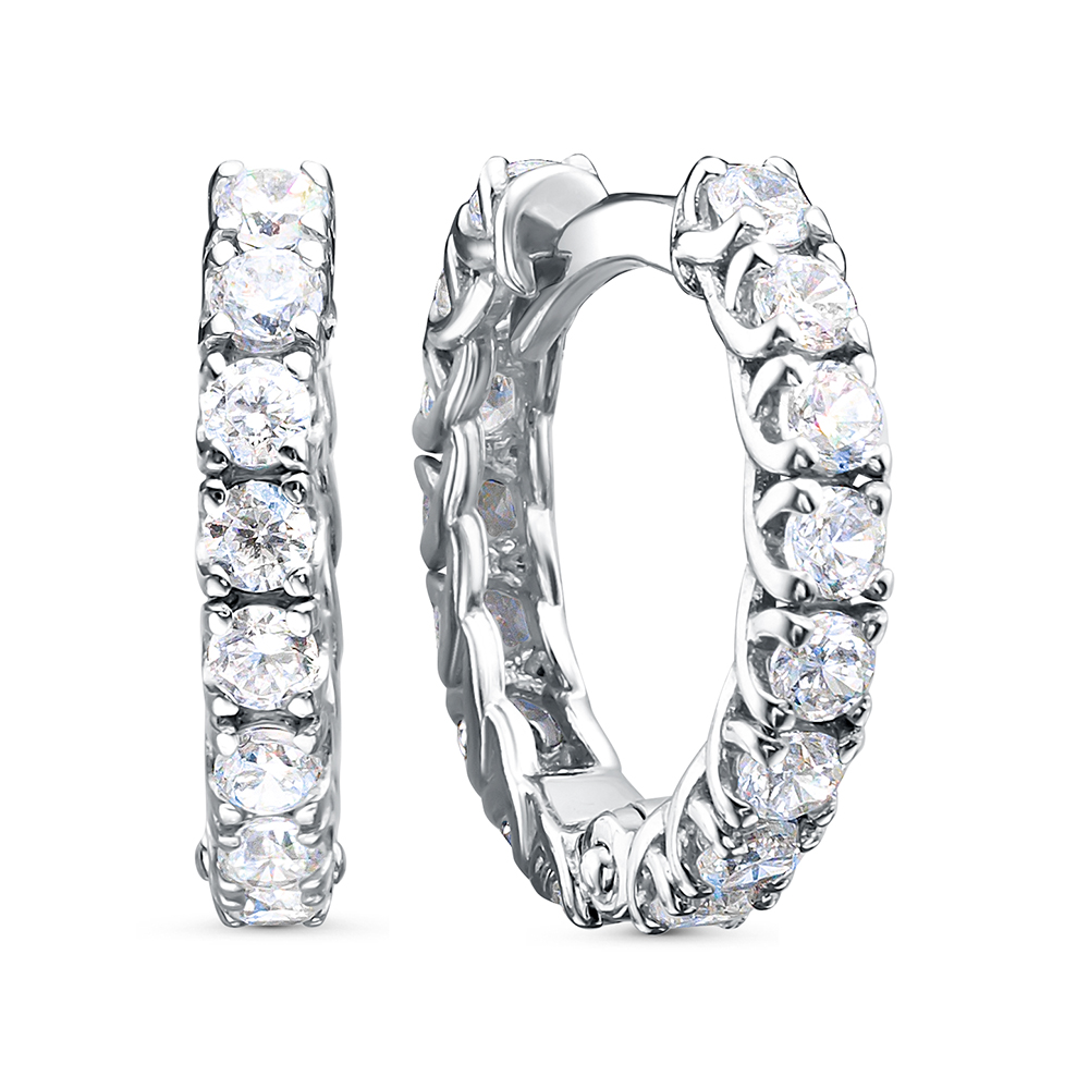 Серьги конго из серебра c фианитом