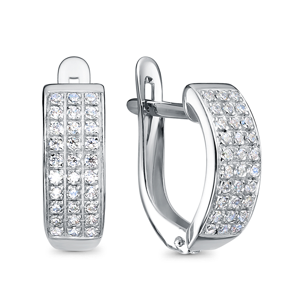 Серьги из серебра c фианитом