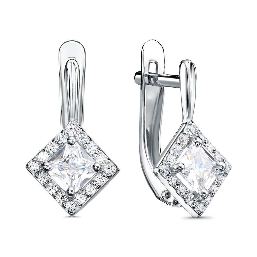 Серьги из серебра c фианитом