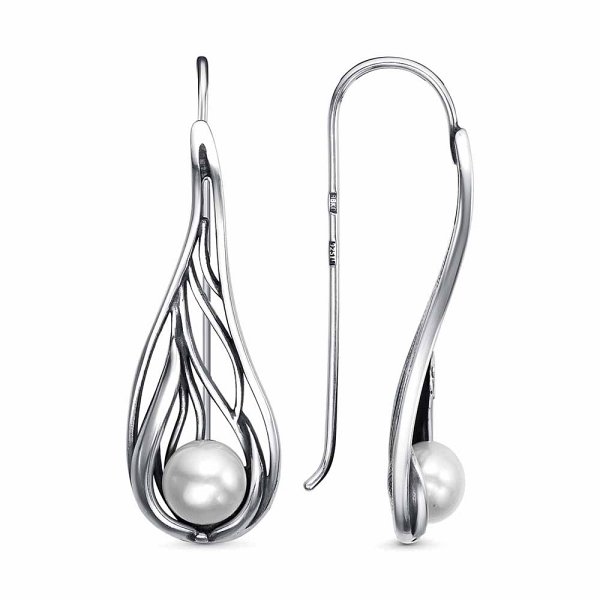 Серьги из серебра c жемчугом