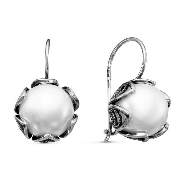 Серьги из серебра c жемчугом