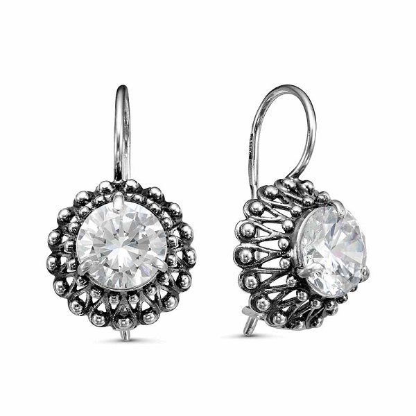 Серьги из серебра c фианитом