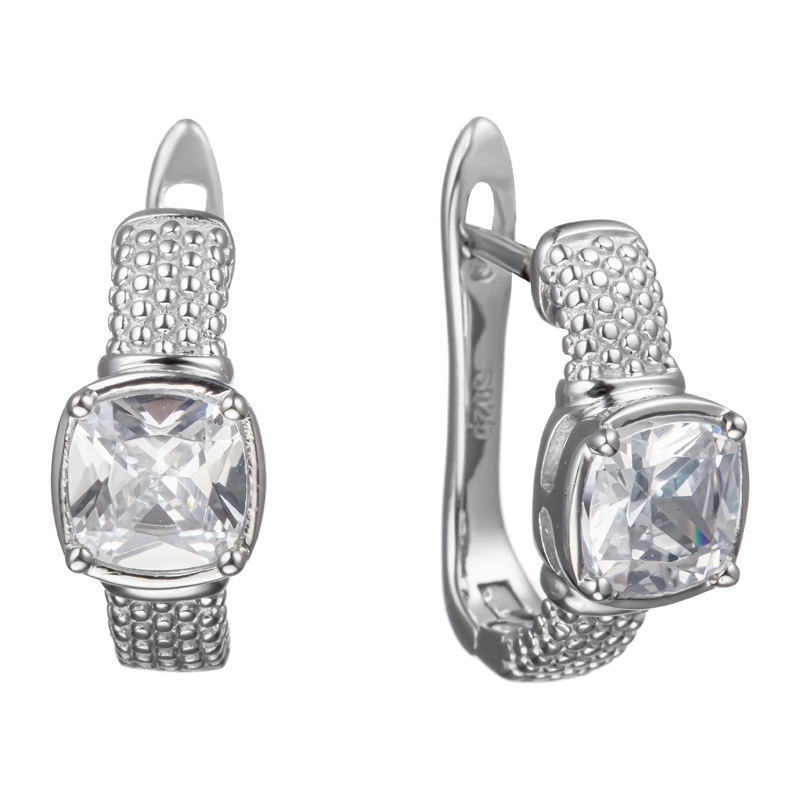 Серьги из серебра c фианитом