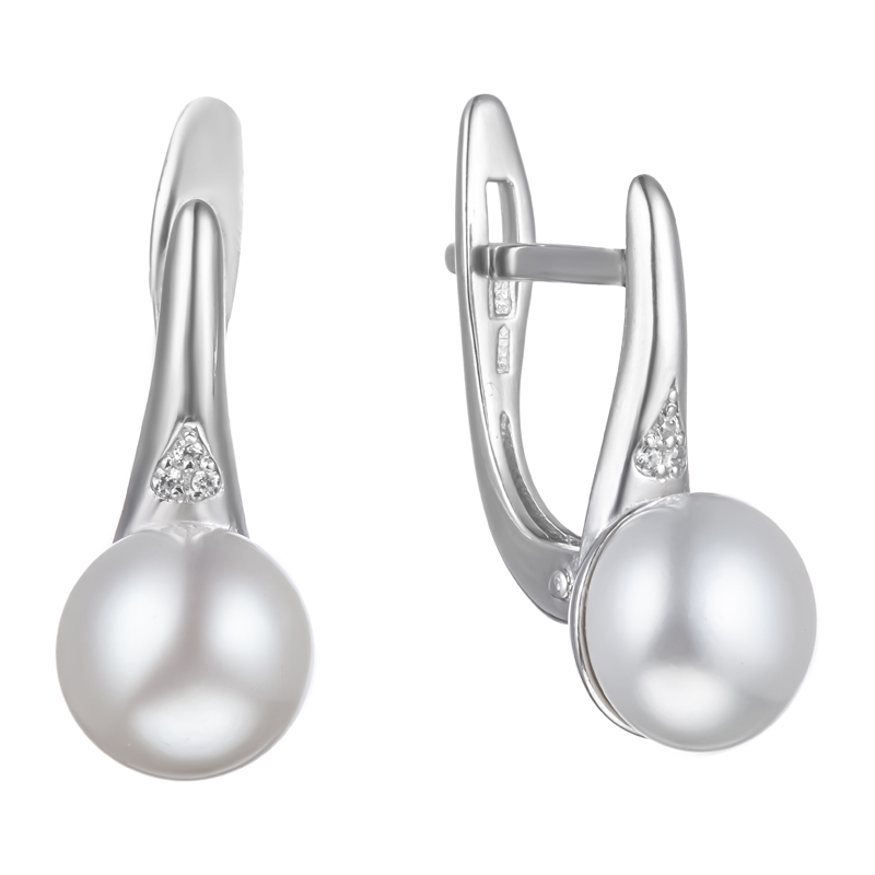 Серьги из серебра c жемчугом