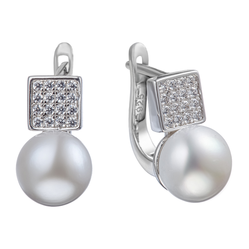 Серьги из серебра c жемчугом