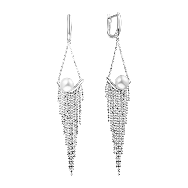 Серьги из серебра c жемчугом