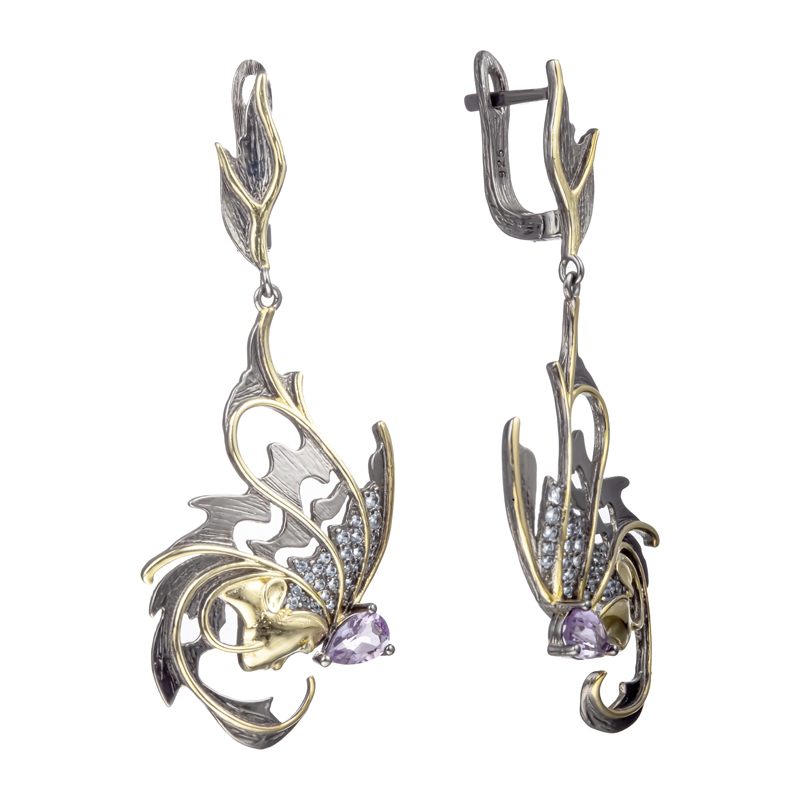 Серьги из серебра c аметистом