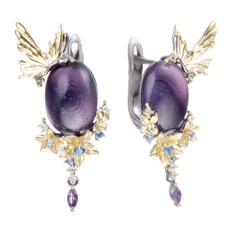 Серьги из серебра c аметистом