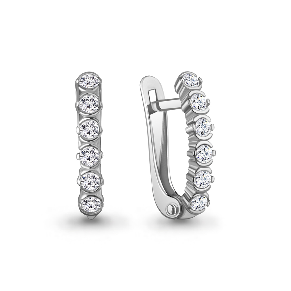 Серьги из серебра c фианитом