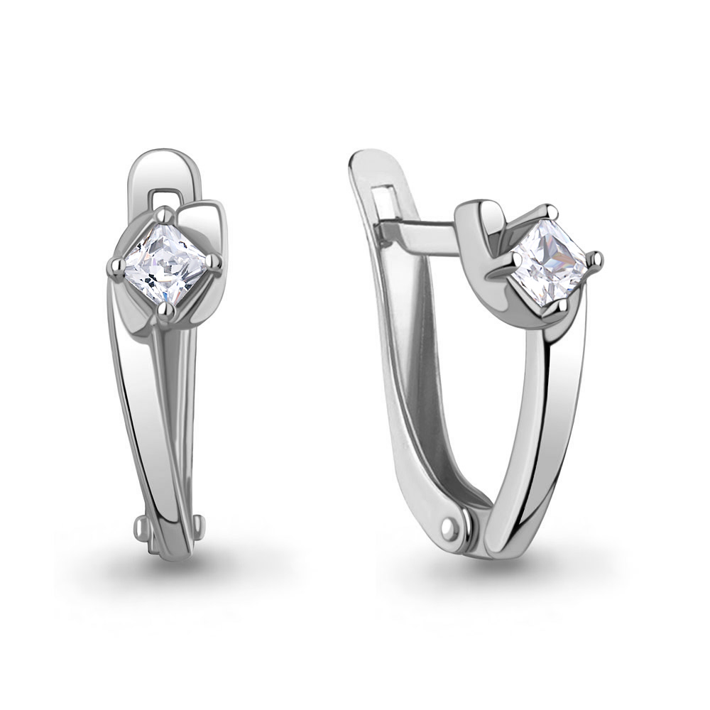 Серьги из серебра c фианитом