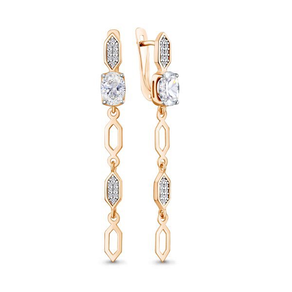 Серьги дорожки из серебра c фианитом