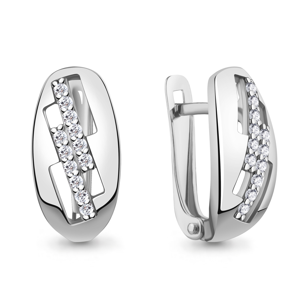 Серьги из серебра c фианитом